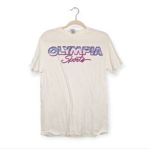 Olympia Sports Vintage Retro Logo White Tee Graphic T-Shirt Size M